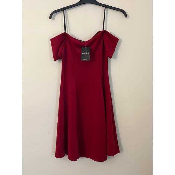 Off the shoulder size S red‎ dress 95% polyester 5 % spandex - Picture 1 of 6